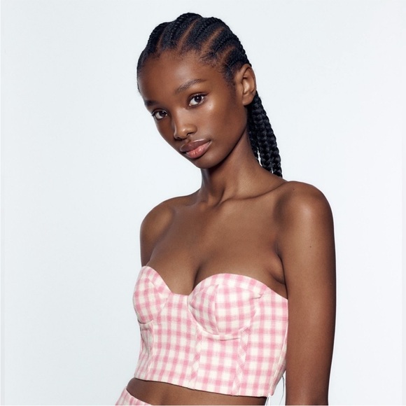 SOLD !!!Zara pink+white corset top - Picture 4 of 4